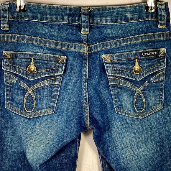 Calvin Klein Jeans Women's Size 8 Lean Bootcut Dark Wash Flap Pocket EUC - Picture 7 of 15